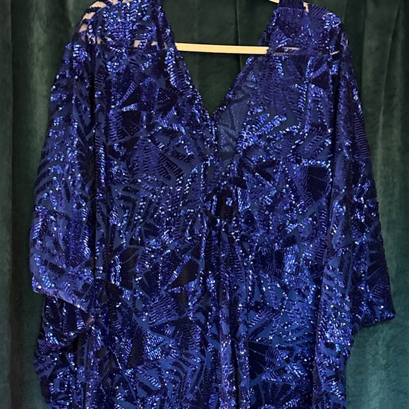 NWOT Jennafer Grace Royal Blue Abstract Sequin Caftan - OOAK, Handmade! - Picture 6 of 10